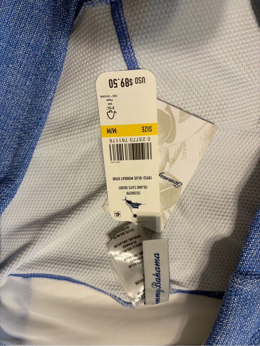 Tommy Bahama Blue and White Island Skirt with shorts under